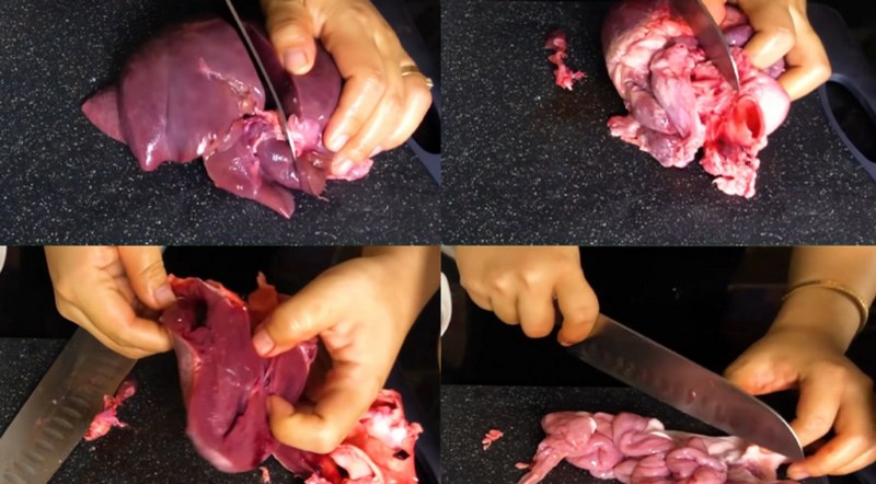 Bước 1: Sơ chế lòng heo
